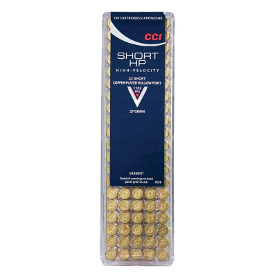 CCI .22 Short 0028 Varmint 22 Short Copper-Plated Hollow Point 27gr - 100 Rounds