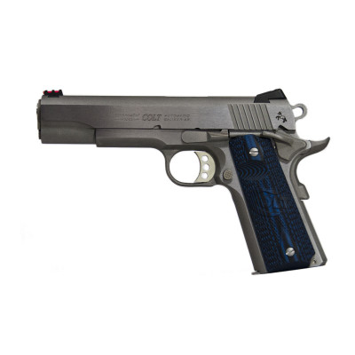 Colt 1911 Government Competition Series .38 Super 5in 9+1 Blue Checkered G10 Grip - Stainless