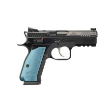 CZ Shadow 2 Compact Optics Ready 9mm 4in 15+1 Black Nitride Blue Aluminum Grip - With Safety