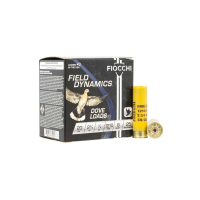 Fiocchi Field Dynamics Dove & Quail 20Ga 2.75in 7/8oz #8 Shot - 25 Rounds