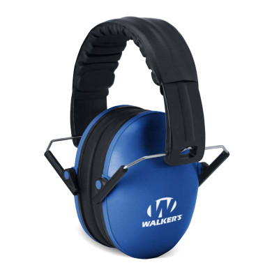 Walkers Passive Folding Muff Polymer 23 dB Over the Head Blue Ear Cups w/Black Band & White Logo