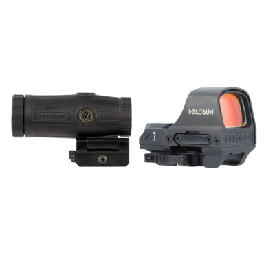 Holosun HS510C / HM3X Open Reflex 2 MOA Red Dot / 65 MOA Circle with 3x Magnifier Combo