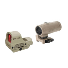 Holosun HS510C / HM3X Open Reflex 2 MOA Red Dot / 65 MOA Circle with 3x Magnifier Combo - FDE