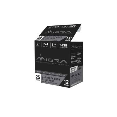 Migra Ammo Combinational 12ga 3in 1.25oz #2-#4 Steel Shot - 25 Rounds