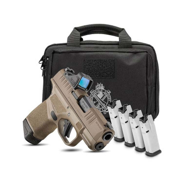 Springfield Armory HellCat 9mm Micro-Compact Pistol - OSP - Viridian RFX-11 Green Dot, 5 Mags and Bag - FDE