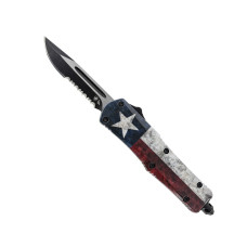 Templar Knife Captain Gen II Small Texas Flag Drop Point Serrated - OTF Automatic Knife