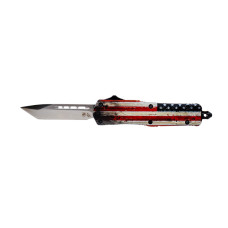 Templar Knife Small Wood US Flag Black Tanto - Automatic OTF Knife