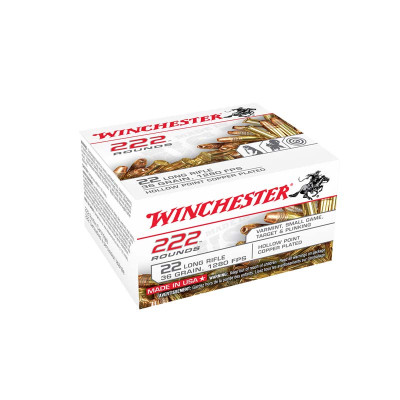 Winchester USA .22LR 36gr Copper Plated Hollow Point - 222 Rounds