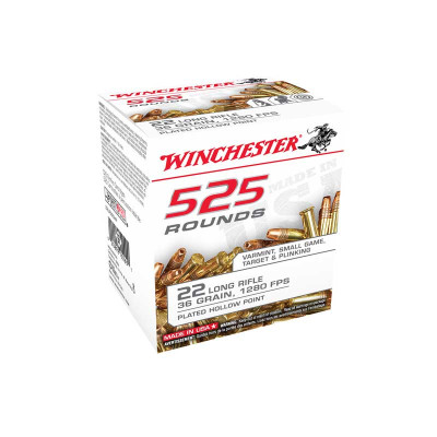 Winchester USA .22LR 36gr Copper Plated Hollow Point - 525 Rounds