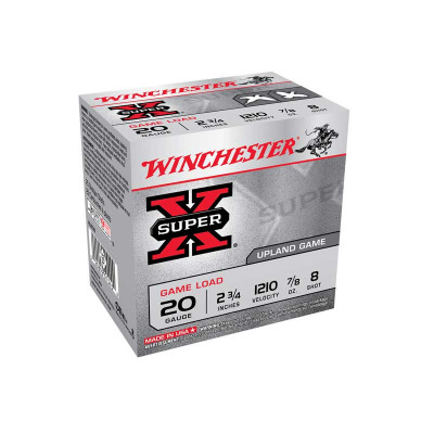 Winchester Super-X Game Load 20ga 2.75" 7/8oz #8 Ammunition - 25 Rounds