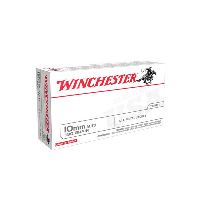 Winchester USA 10mm 180gr FMJ Flat Nose Ammunition - 50 Rounds