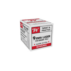 Winchester Ammo 9mm 115gr Luger FMJ - 50 Rounds